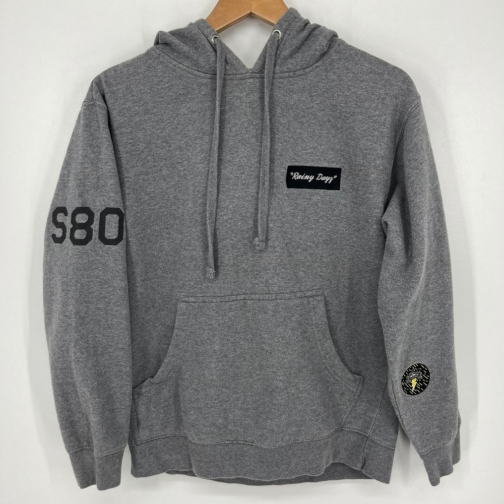 Stussy x Nexus VII Rainy Dayz Gray Graphic Hoodie Mens Small S80 Rare 2013